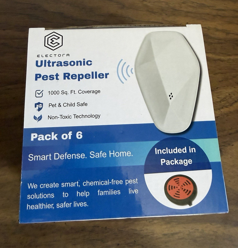 Electora Ultrasonic Plug-In Pest Repeller 6 Pack Mouse/Insects/Spider Safe