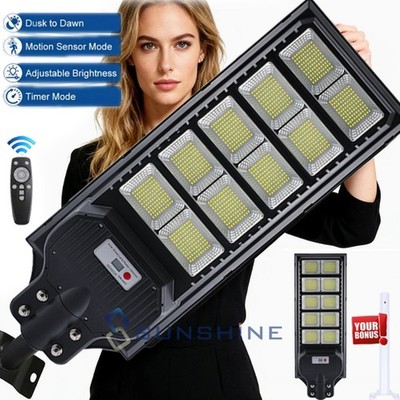 990000000LM Commercial 8000W LED Solar Street Light Dusk to Dawn Road Lamp+Pole