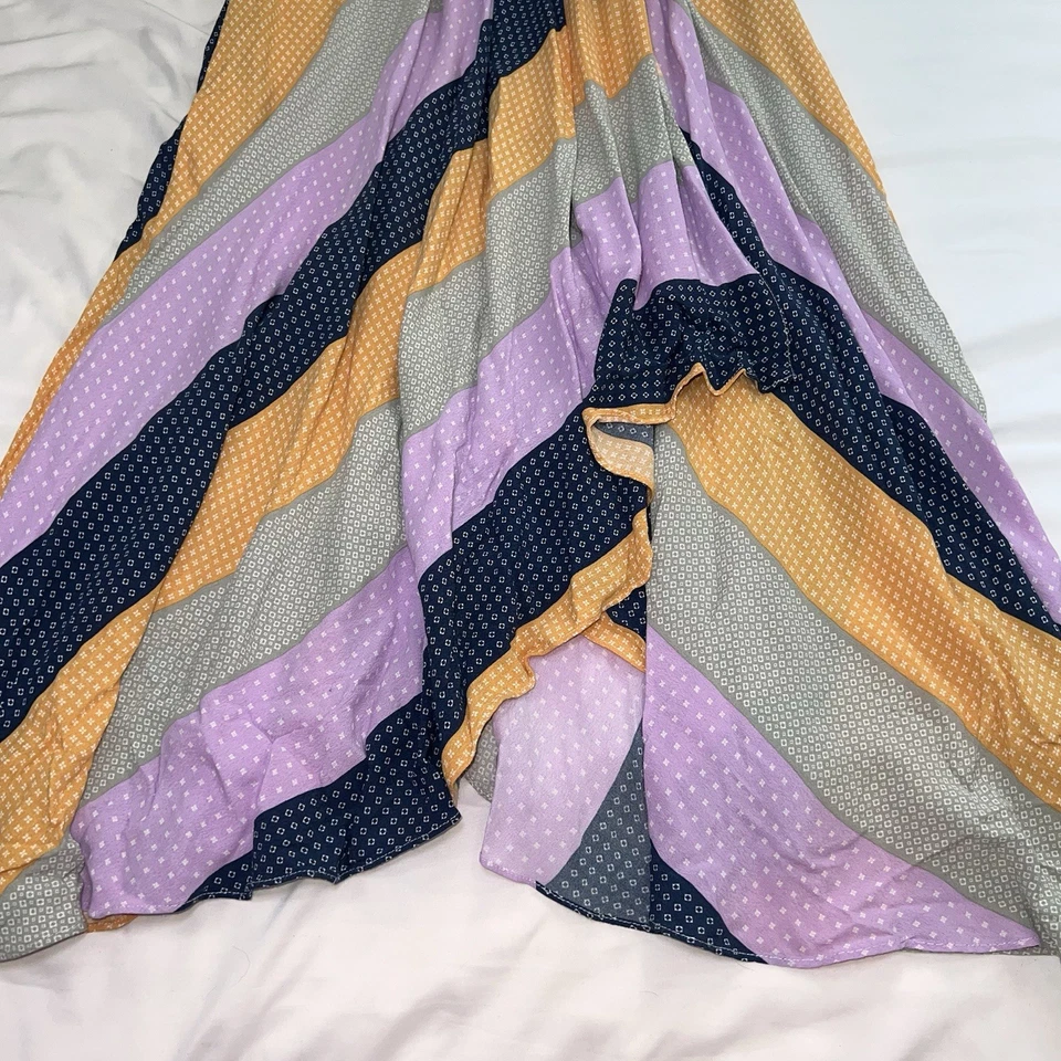 Nicole Miller Collection Midi Dress Size M Pastel Stripe Sleeveless NO TIE BELT - Image 4 of 4