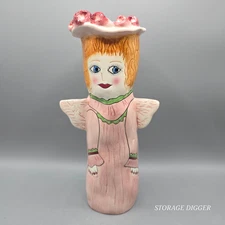 VTG Ganz Bella Casa Grace by Susan Paley Angel Vase 11" Decorative Multicolor