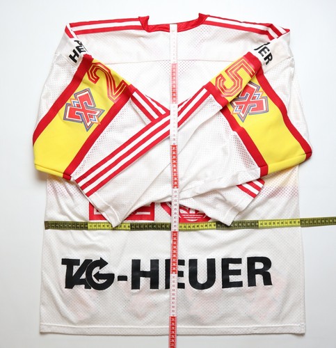 EHC BIEL BIENNE SWISS 80s 25 MATCH WORN HOCKEY JERSEY WEST GERMANY ADIDAS MEN XL - Picture 14 of 16