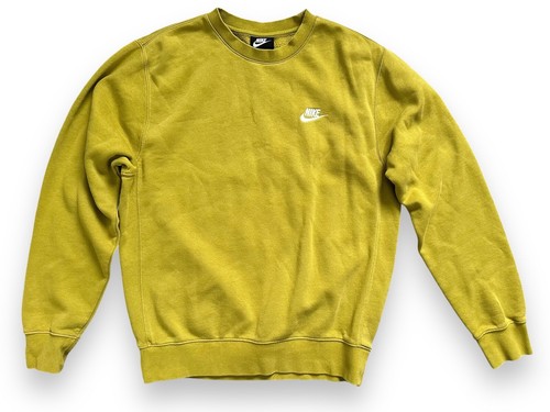Nike Men’s Sportswear Club Fleece Crew Top Mustard Yellow Sweatshirt Sweater S