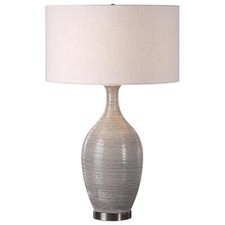 Uttermost Dinah Ceramic and Iron Table Lamp in Textured Gray and Beige