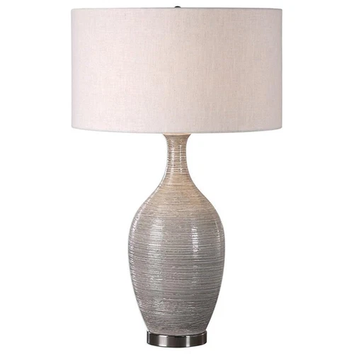Uttermost Dinah Ceramic and Iron Table Lamp in Textured Gray and Beige - Picture 1 of 6