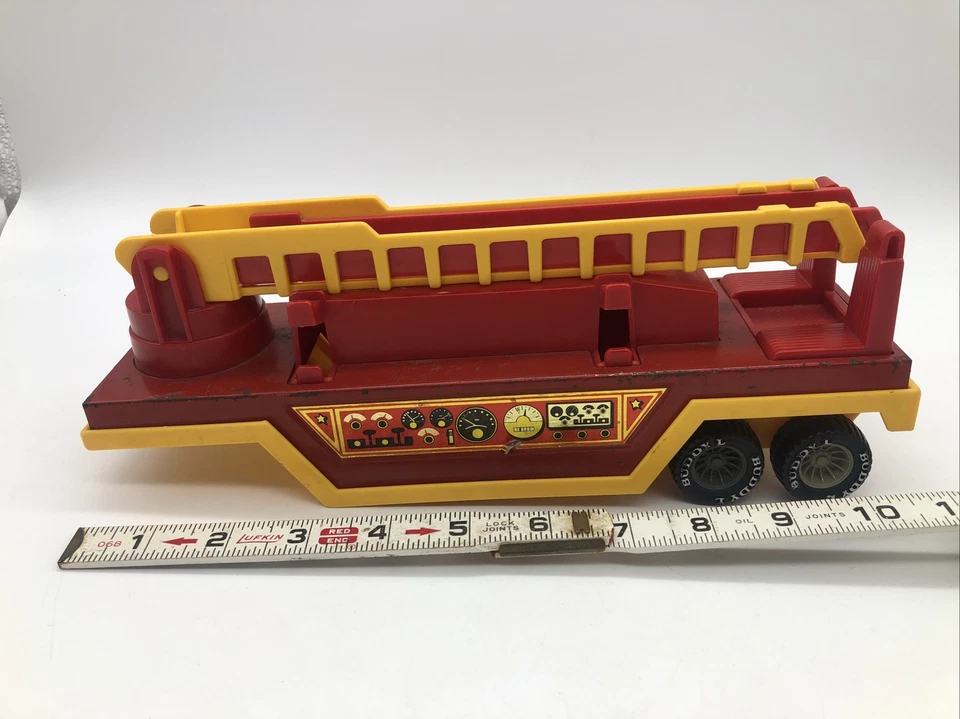 Buddy L Япония Пожарная Машина ТОЛЬКО ЛЕСТНИЧНЫЙ ПРИЦЕП Винтажная Прессованная Сталь / Пластик - Изображение 2 из 4