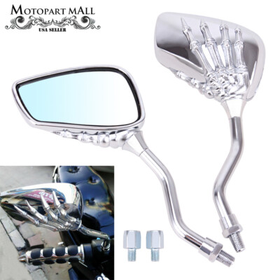 NEW CHROME SKULL HAND MIRRORS FOR HONDA SHADOW REBEL 750 1100 VTX VT 1300 1800