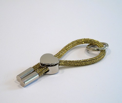 SCHLÜSSELBAND JONQUIL/ Champagner mit HERZ Schwarz/Rhinestone Rope/Glitzerkordel - Picture 5 of 5