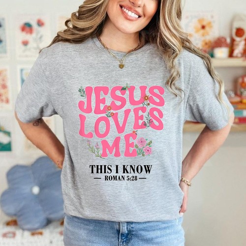 Christian Jesus Love Me This I Know Christian Floral Girls Women T-Shirt Unisex - Picture 9 of 23