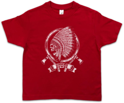 DEAD INDIAN CHIEF Kinder Jungen T-Shirt Skeleton Chieftain Nation Axe Skull