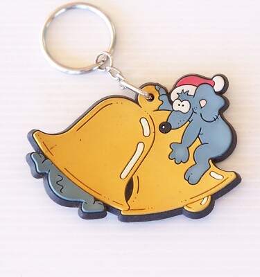 VINTAGE CARTE BLANCHE GREETINGS MOUSE SOUVENIR RUBBER KEYRING KEY CHAIN