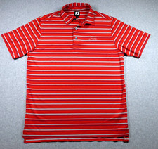 FootJoy Golf Polo Shirt Mens Large Red Striped Short Sleeve Casual Performance