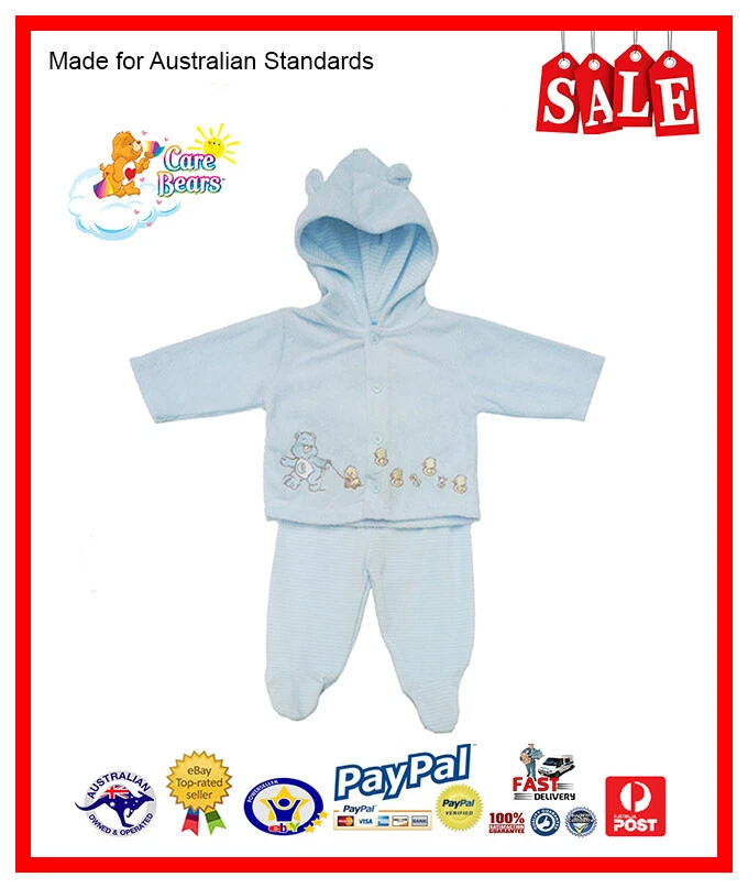 AUS LICENSED Care Bears Baby Size Toddler 2 Pce Set Pants Feet Hood Jacket SALE