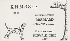 CB radio QSL postcard dog raccoon Vaughn Corrine Brainard 1960s Norwalk Ohio