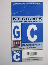 Football Parking Ticket New York Giants 2008 NFC Championship Phantom