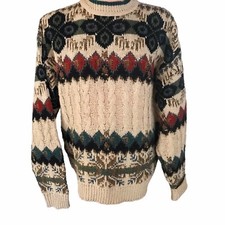 Vintage Dad Sweater Prima Maglia Fair Isle Wool Blend Long Sleeve Mens Size XL
