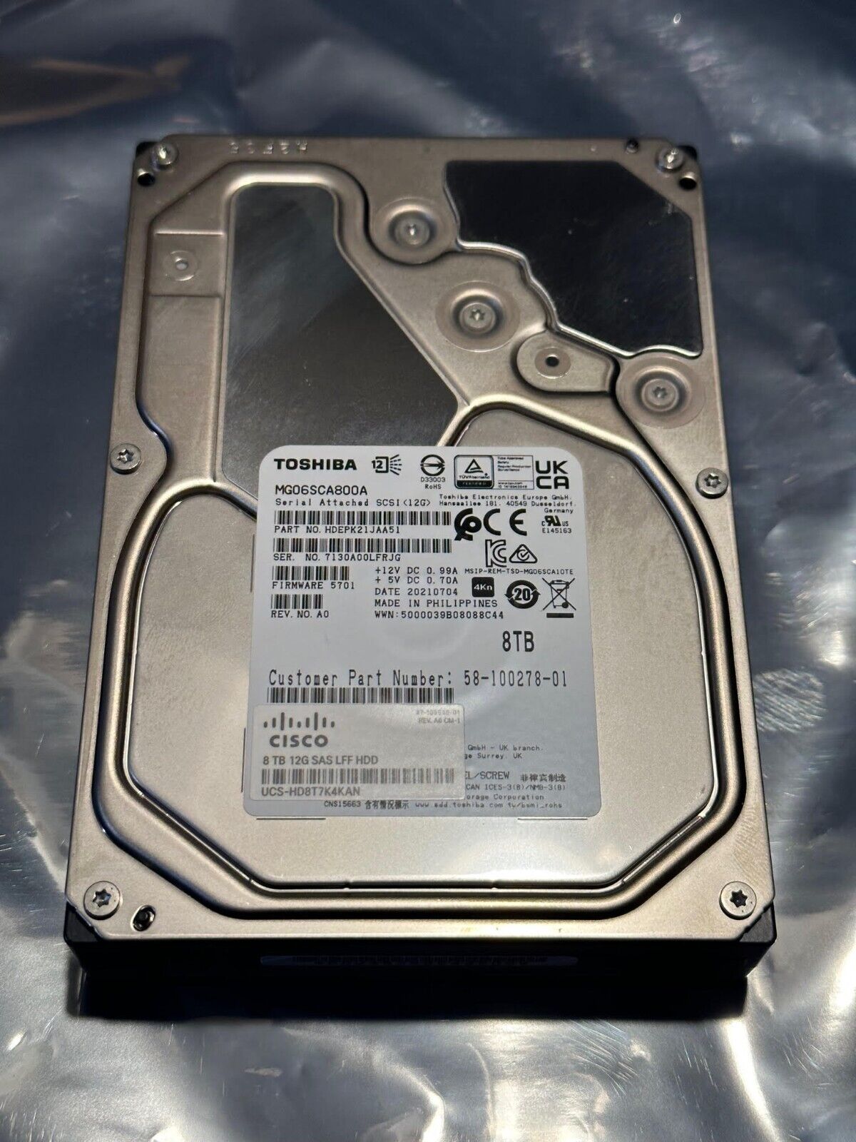 Toshiba MG06SCA800A 8TB SAS LFF 12GB/s 3.5