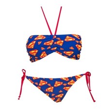 Supergirl Swimwear Bikini Set Bandeau Top String Bottom Small Medium SG4980