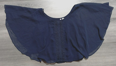 Love By Design Blouse Adult Small Blue Batwing Classy Cropped Womens