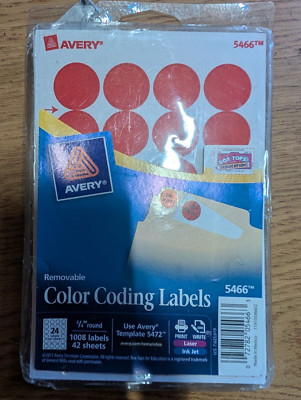 Avery Dennison Ave-05466 Round Color Coding Label - 0.75'' Diameter 3 Pack