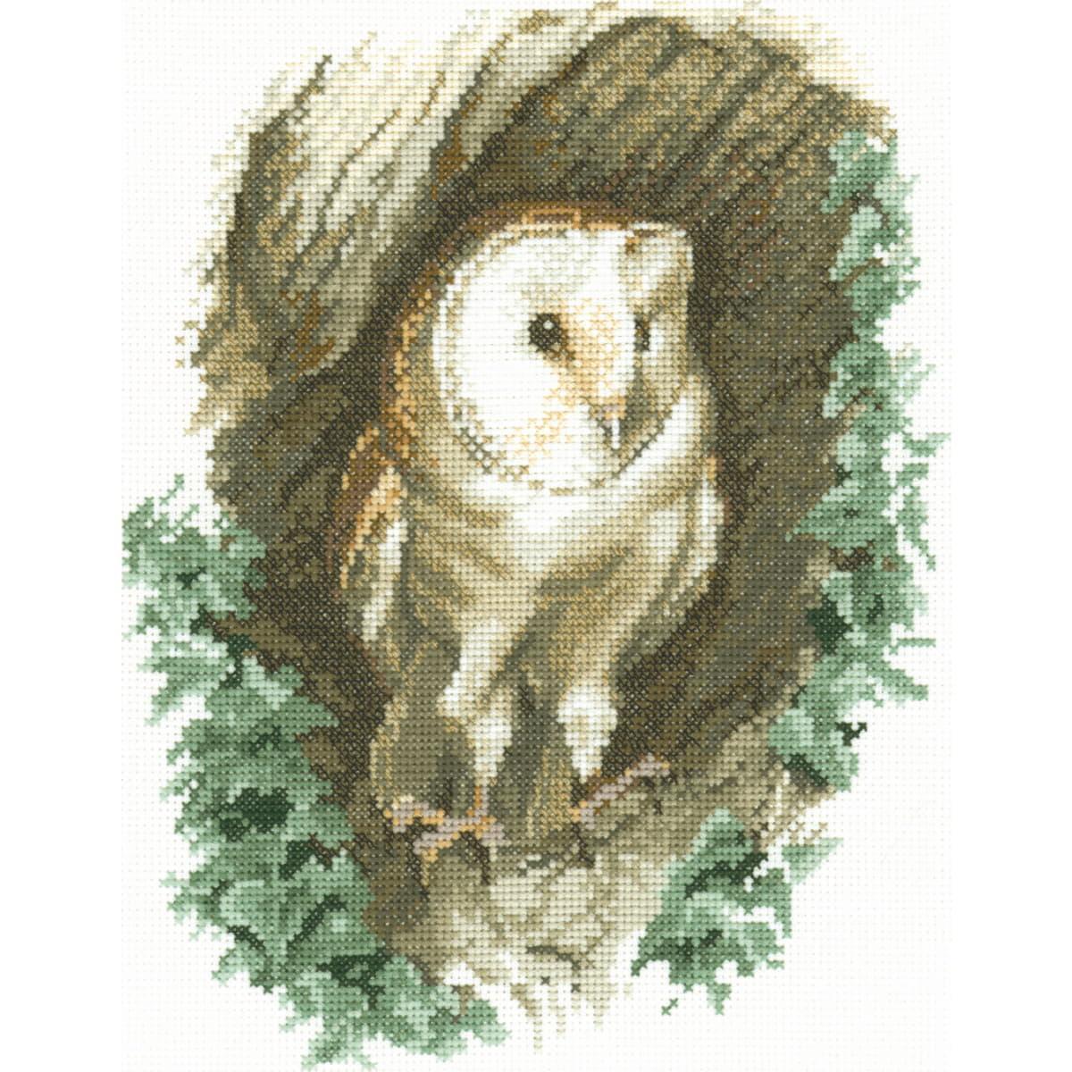Heritage counted cross stitch kit Aida ""Barn Owl (A)"", JSBO402-A, 20,5x25,5cm, D
