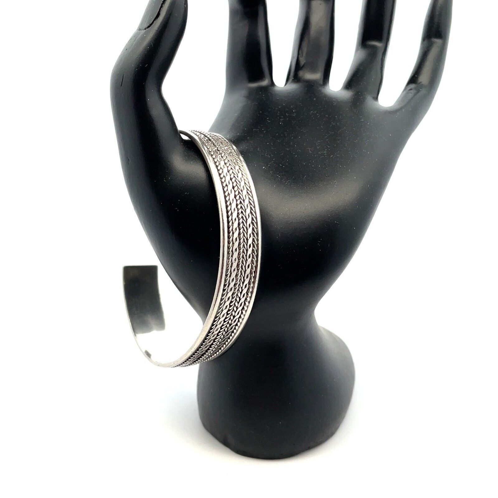 Sterling Silver Twisted Rope Design Cuff Bracelet… - image 1