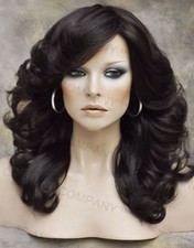 Peluca Farrah Fawcett Glamorosa Nueva Grande Abierta Ondulada Mediana Marrón Peluca Mediana CA 6