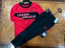 New Boy's 2pc Under Armour Red and Black 2pc set Size 4T