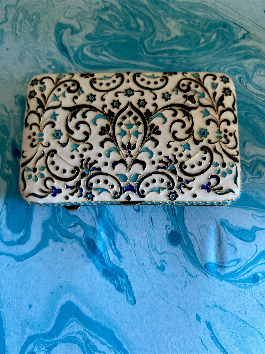 Antique Russian Imperial Silver And Enamel Cigarette Case, Circa 1900