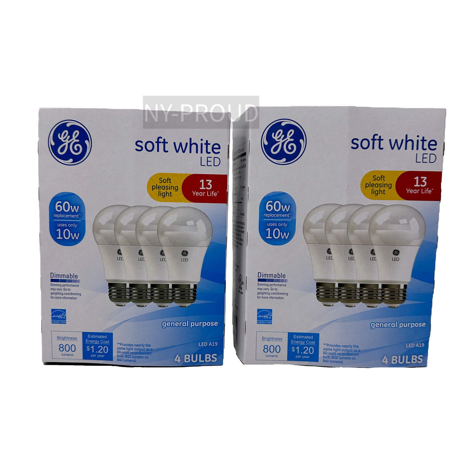 Dimmable A19 10 Watt 60 Watt Replacement Soft White, 8-bulb