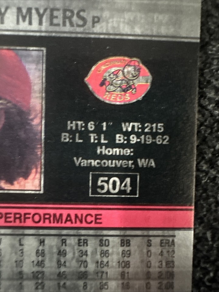 !MASSIVE ERROR! 1/1 Printing Error 1991 Leaf - Randy Myers #504 | eBay