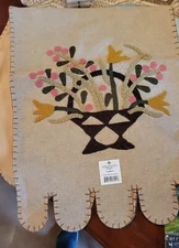 WOOL FLOWER BASKET RUNNER HOME COLLECTIONS by RAGHU #TRJM0031