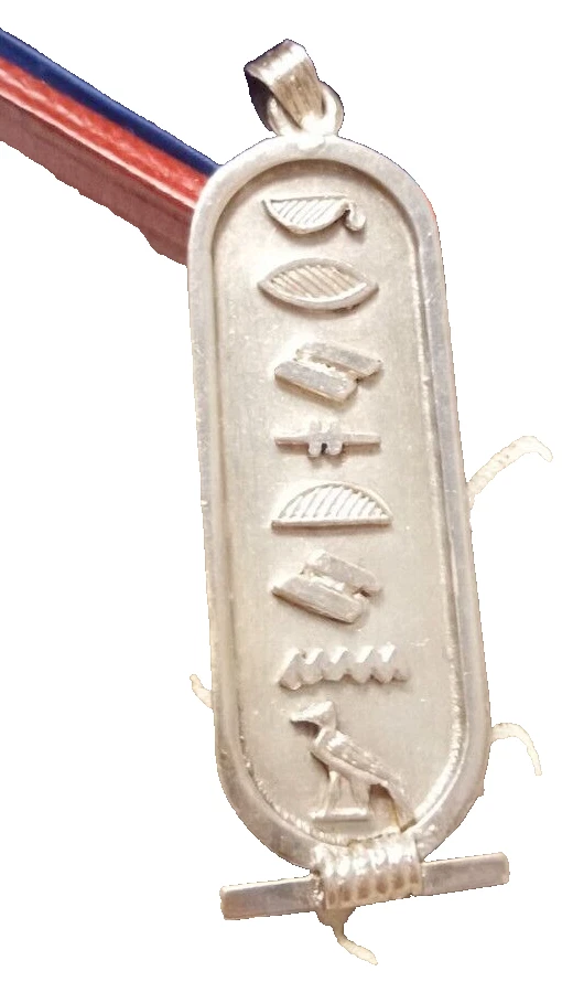 CIONDOLO ARGENTO 925 EGITTO CON GEROGLIFICI CARTIGLIO Nuovo Protezione Faraone - Immagine 2 di 4