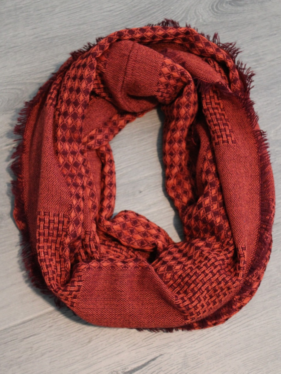 Infinity Loop Accent Neck Scarf Solid Rust Dk Ora… - image 4