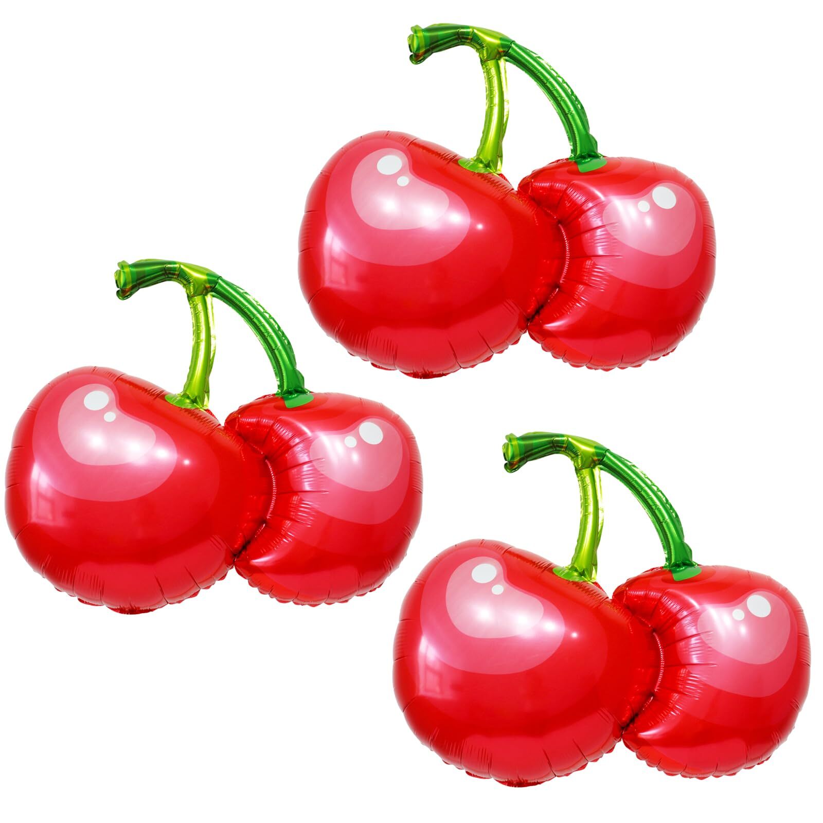 Giant Cherry Balloons 3pcs 30” Cherry Foil Balloons for Cherry Birthday Decor...
