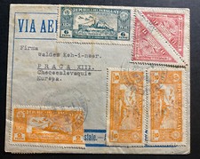 1936 Asuncion Paraguay Airmail Registered cover to Prague Czechoslovakia
