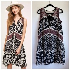 NWOT Anthropologie Floreat Grasslands Embroidered Sleeveless Midi Dress Size 6