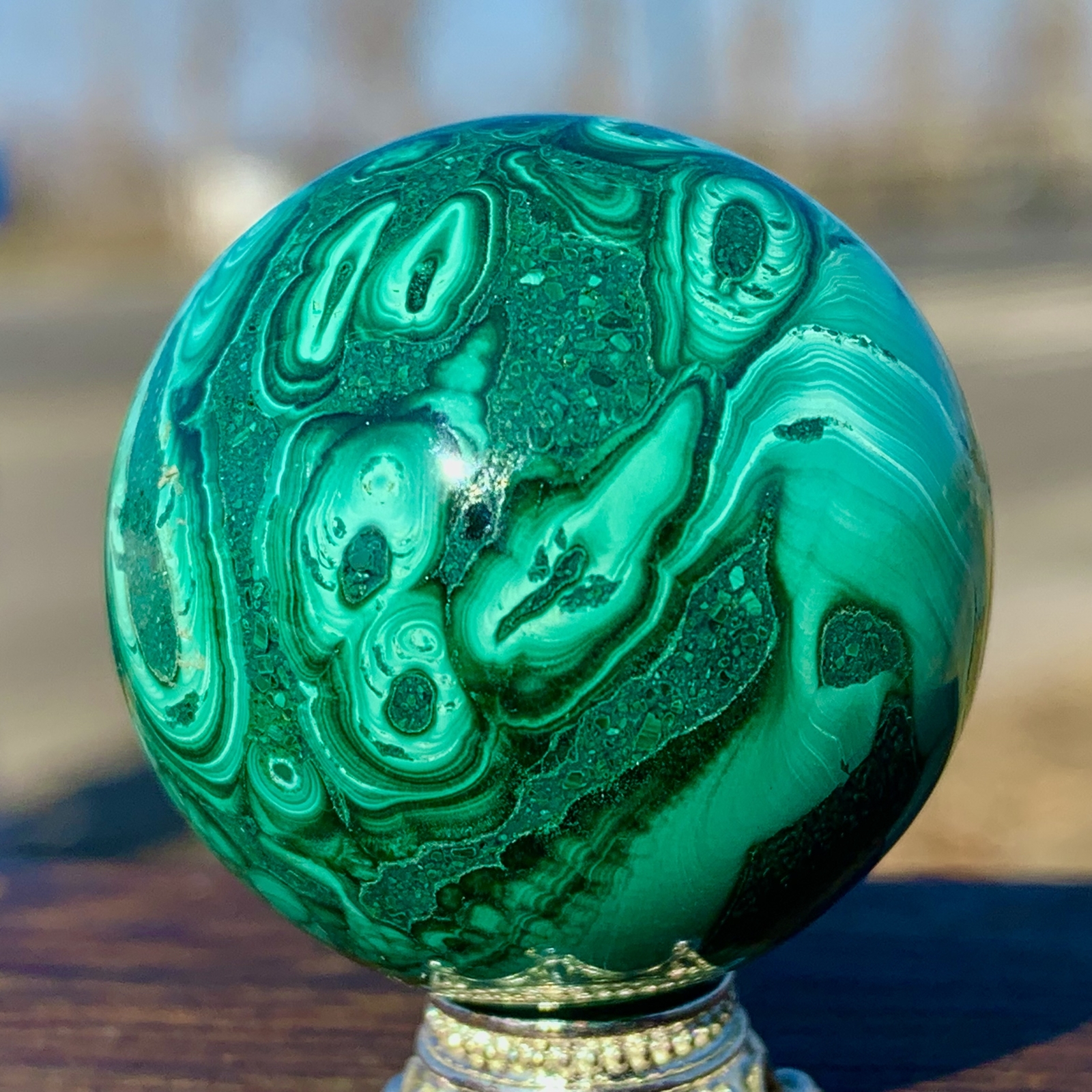 62G Natural glossy Malachite ball transparent cluster rough mineral sample