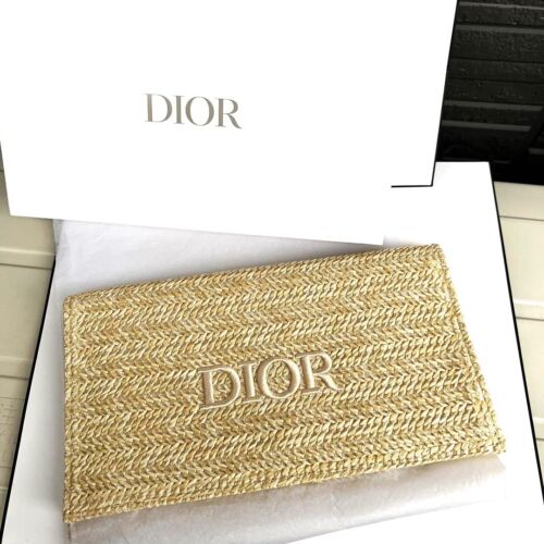 Christian Dior Pochette Pochette Set di 2, Pelle Nera e Rattan Estivo Beige - Foto 3 di 20