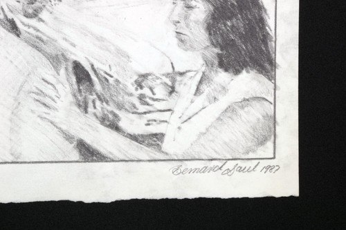 Original Charcoal Illustration by Saul, Bernard 1987 Artwork Sad Couple - Picture 3 of 3