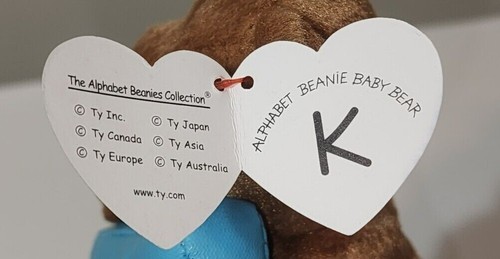 Ty Alphabet Beanie Baby LETTER K the Bear (5.5 Inch) NEW MWMT Plush Stuffed Toy - Picture 4 of 7
