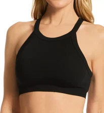 New! $74 Commando Studio Rib Cropped Racerback Bra Black Sz L/XL