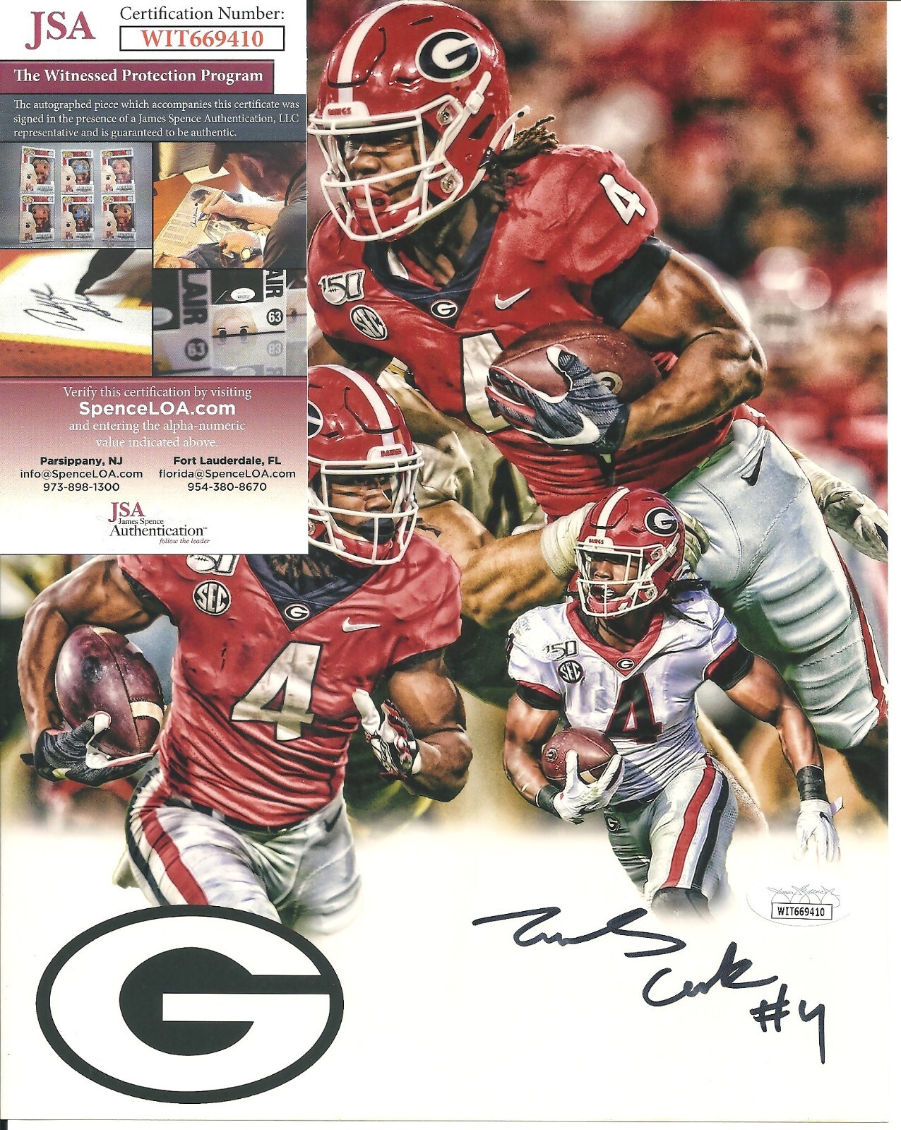 James Cook Autographed Signed Georgia Bulldogs Auto 8x10 Photo JSA COA Football 