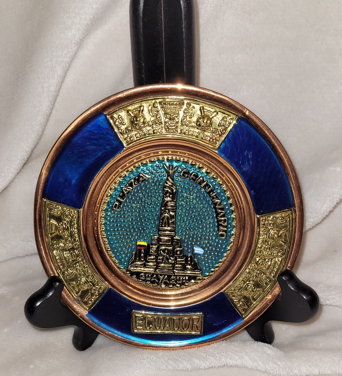 茶碗　カニ模様 Vintage Ecuador Souvenir Copper Hanging Plate Hand Painted