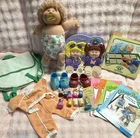 Cabbage Patch Kids Doll, Shoes, coloring Books, crayons, carrier bag, stamps