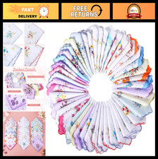 Vintage Floral Print Handkerchiefs - 45 Soft Cotton Ladies Hankies, Gift Set