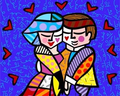 R. BRITTO: ORIGINALER DRUCK  ''POPP FIZZ, CLINK'' 76x61cm AUSGABE OPEN VON 2014