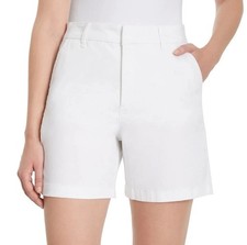 Gloria Vanderbilt Women's 14 White Chino Shorts Mid Rise Stretch Twill M1094