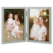 Double 4x6 Picture Frame, 2 4x6 Folding Photo Frame, Standing Vertically on D...