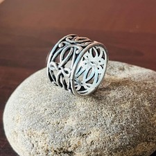 Sterling Silver Wide Celtic Knot Band Ring  Handmade Openwork Design 