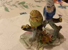 Royal Adderley Budgerigars Figurine Bone China Birds Vintage